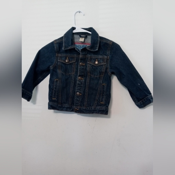 Osh Kosh B'gosh child 4 snap up dark wash denim jacket w pockets 100% Cotton - Picture 1 of 8
